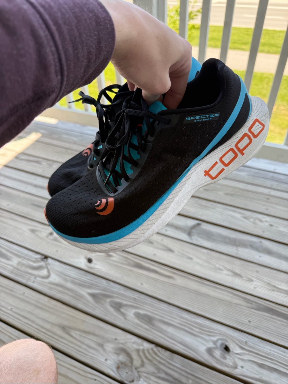 Topo Athletic Specter Black Teal Orange Running Shoes